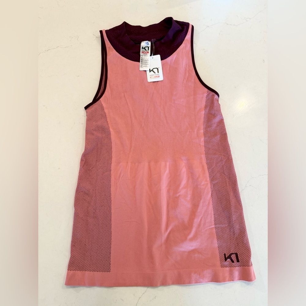 NWT KARI TRAA Sofie Turtleneck Tank Rosy workout M